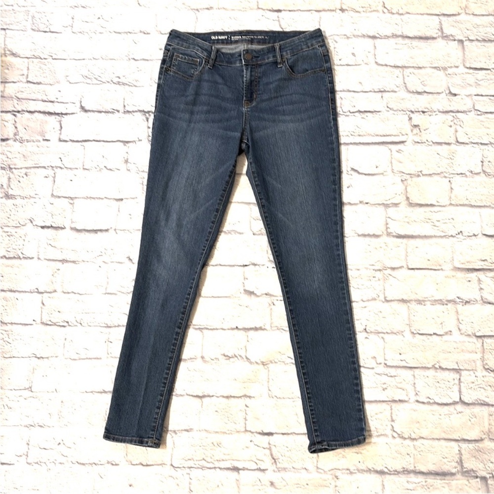 Old Navy Super Skinny Jeans Mid Rise Stretchy Medium Wash Blue Denim Size 6 Reg